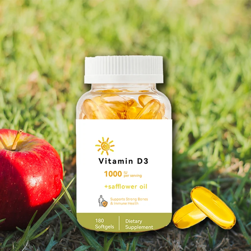 EU STOCK BULK JHD cGMP factory vitamin d3 softgel 1000IU vitamin d3 soft capsules with safflower oil
