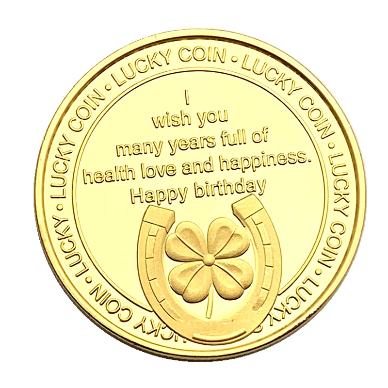
Lucky Love Gold Commemorative Coin Good Luck Happy Birthday Blessing Medals Family and Friends Souvenir Gifts 