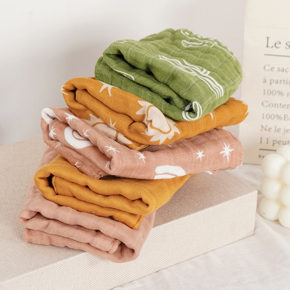 Muslin Baby Burp Cloths 6 Layers Soft Newborn Baby Face Towel Cotton Muslin Baby Towel