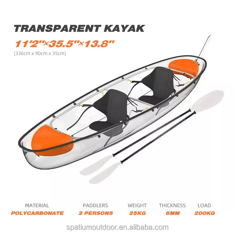 Spatium 2024 New Trendy wholesale pc crystal rowing boats glass see through Transparent kayak For sale