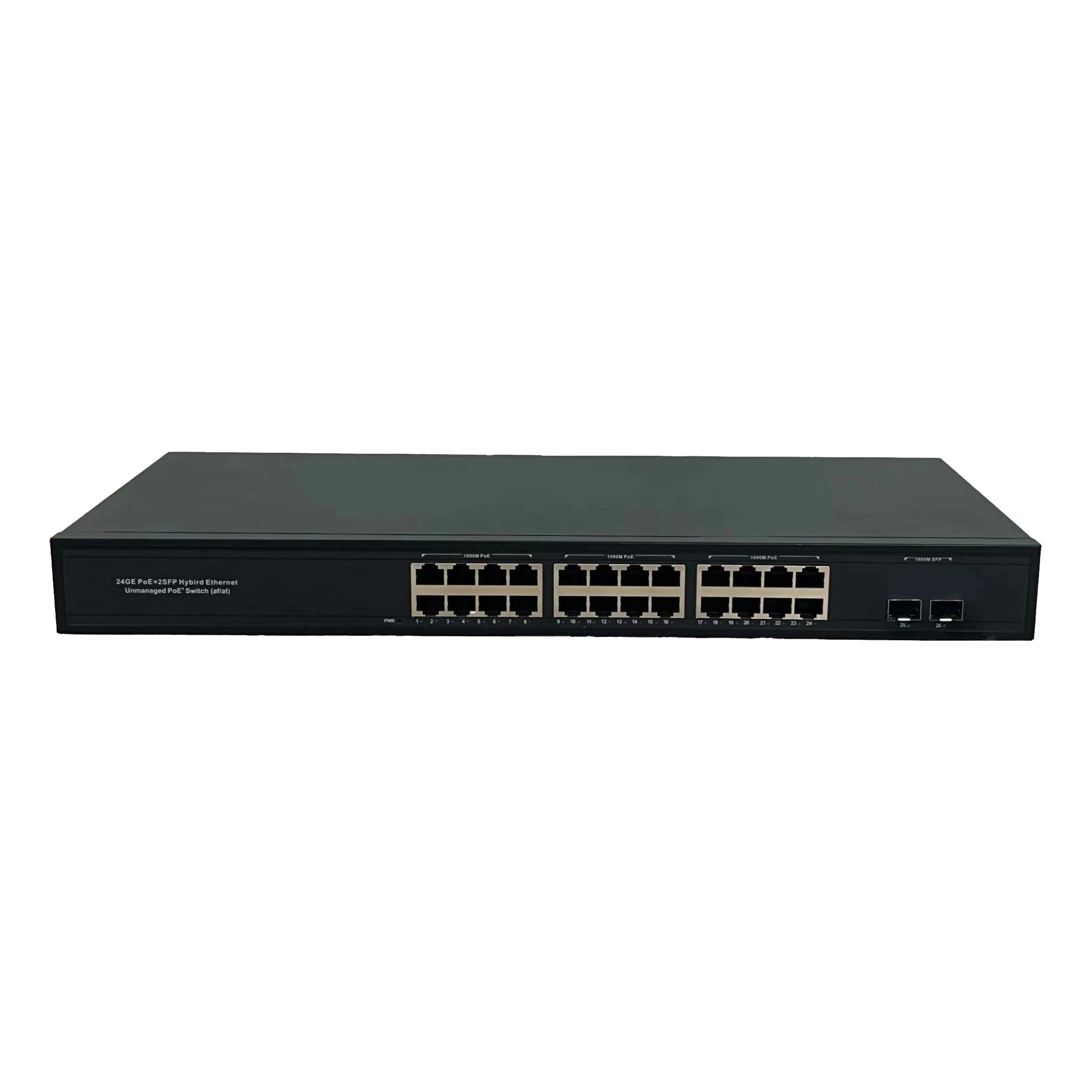 OEM/ODM High Quality 10/100/1000M 24 Ports + 2 SFP(10/100/1000M) IEEE 802.3 af/at Poe Switch