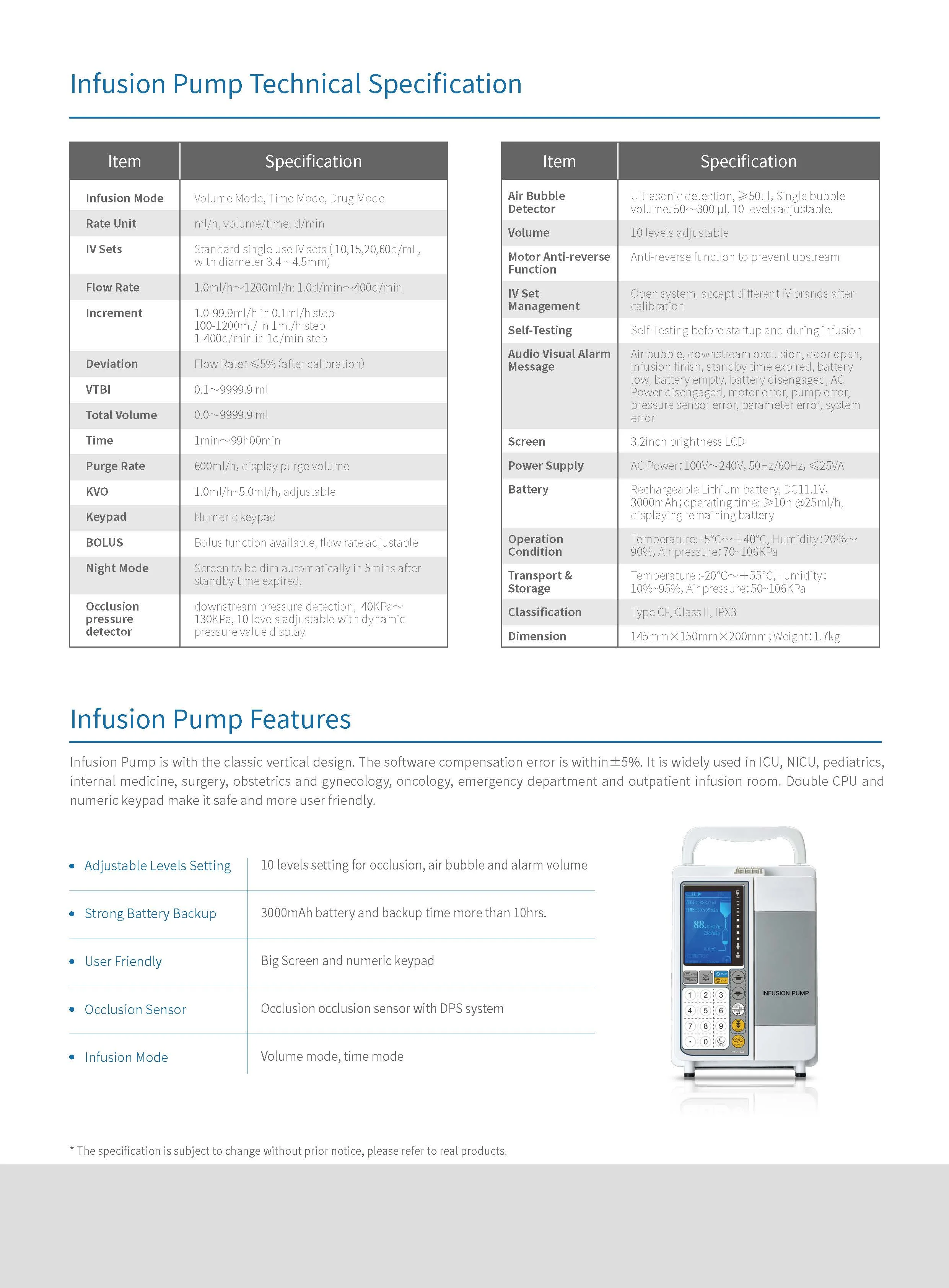 Numeric keypad Human Veterinary Medical Insulin Disposable Injection Syringe Pump IV Infusion Pump
