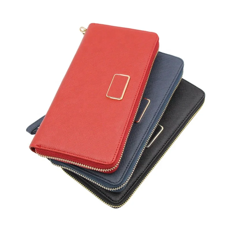 2022 Wallet Leather Zipper Close Portable Wireless Charging Smart Power Bank PU Leather Long Wallet for men