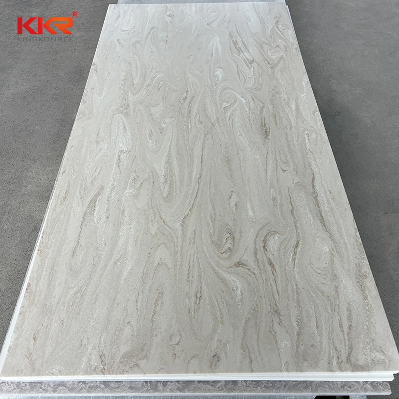 KKR 6-30mm Hot sell Zero Silica Artificial Stone Textured Marble Acrylic Solid Surface Sheets for Countertops/ Tabletops