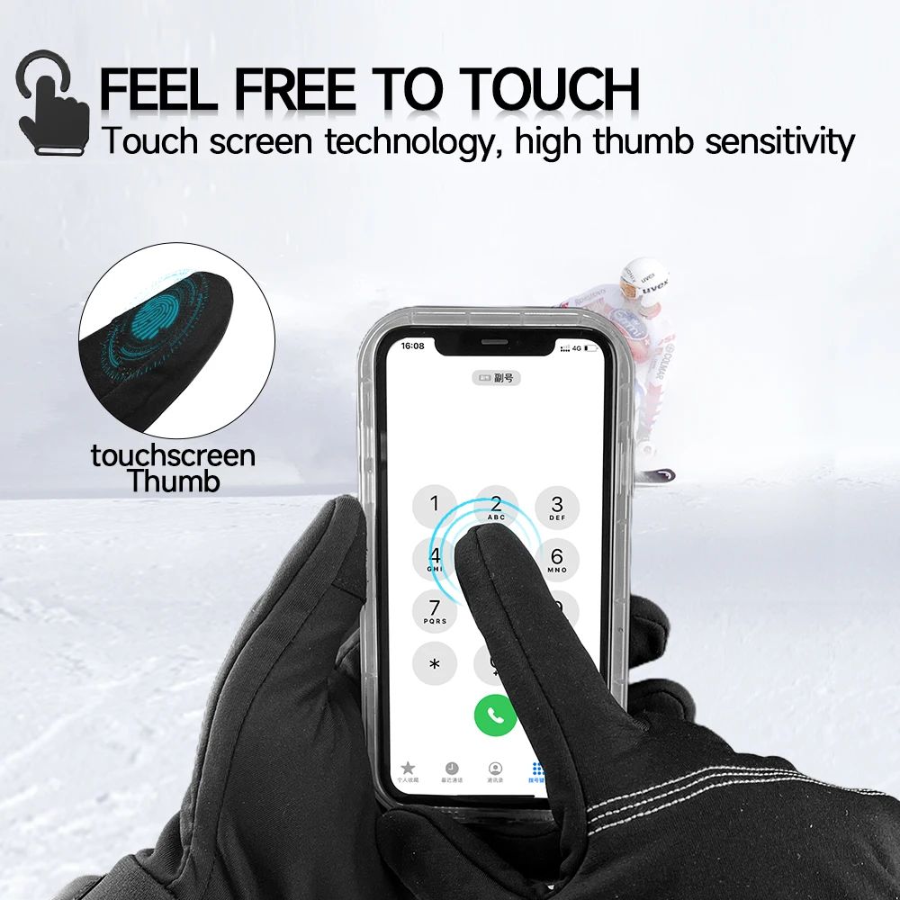 Men Women Touch Screen Heated Glove Liners 2200mAh Rechargeable Battery Winter Warm Mitten Gloves for Motocycling Skiing