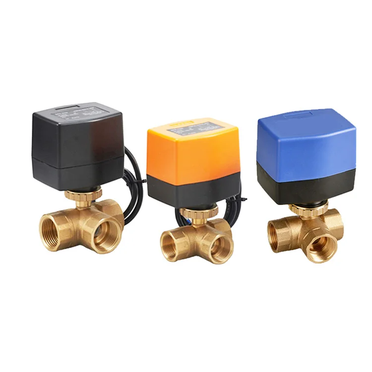 Winvall WRA-4212 DC Operated 12V Electric Actuator 3 Way Brass Ball Valve Gardening Irrigation Motorized Water Valve