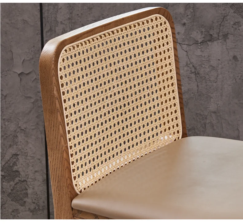Wholesale High Quality Nordic Upholstered Bar Stool Wood Chair Rattan Chair for Bar