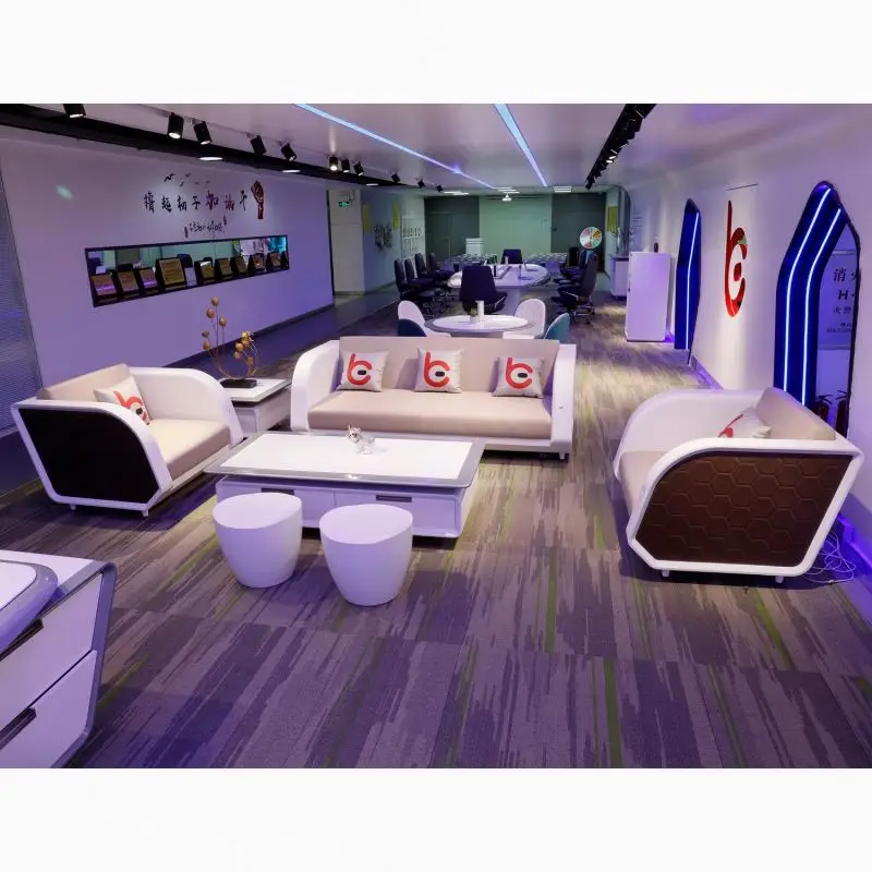 Modern White Commercial Office Couch Leather Lounge Lobby Furniture Reception Waiting 3 1 1 Executive Sofa Set
