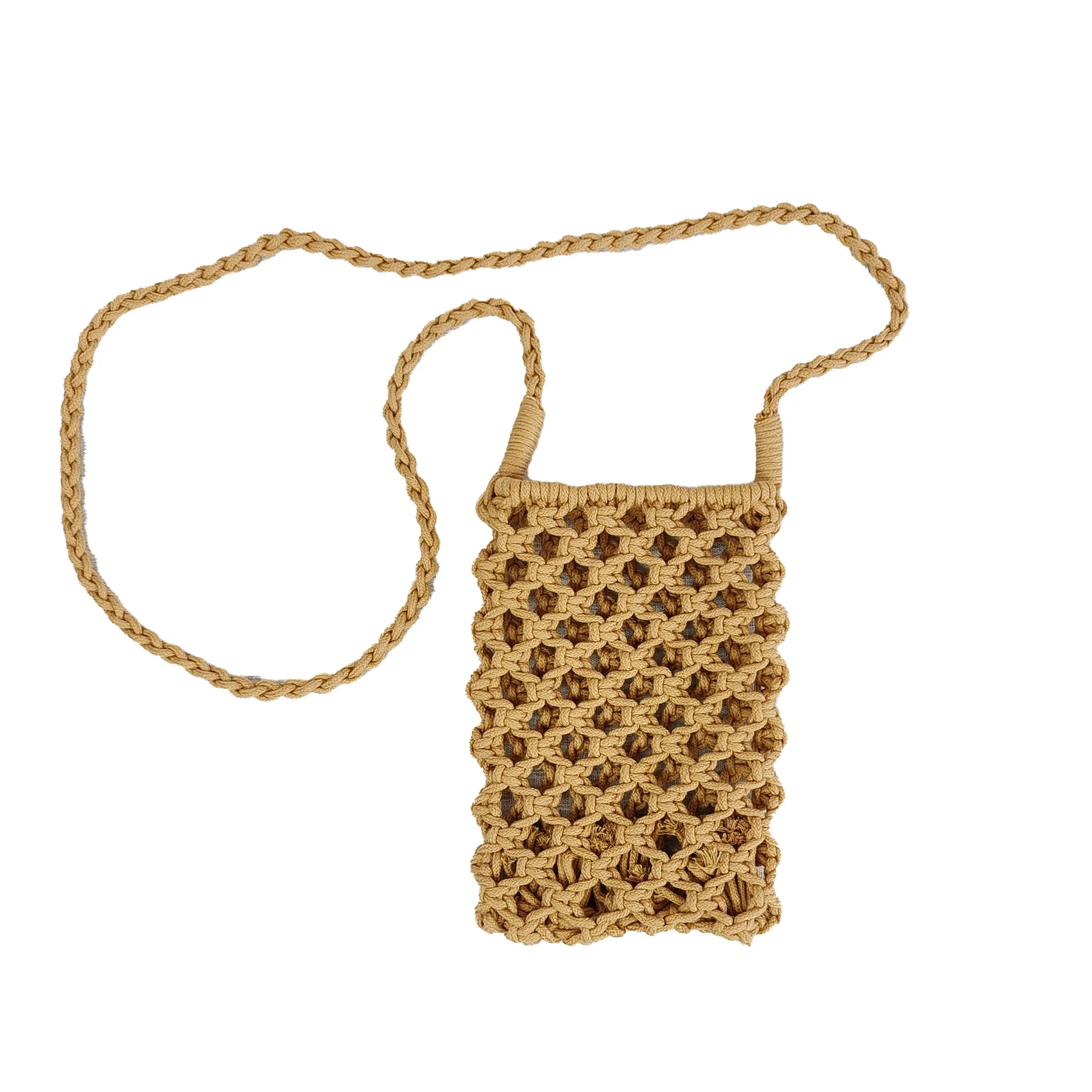 Плетеная пляжная сумка для отдыха на море из 2023 хлопка соломенная плетеная Сумка через плечо ротанга мобильного телефона