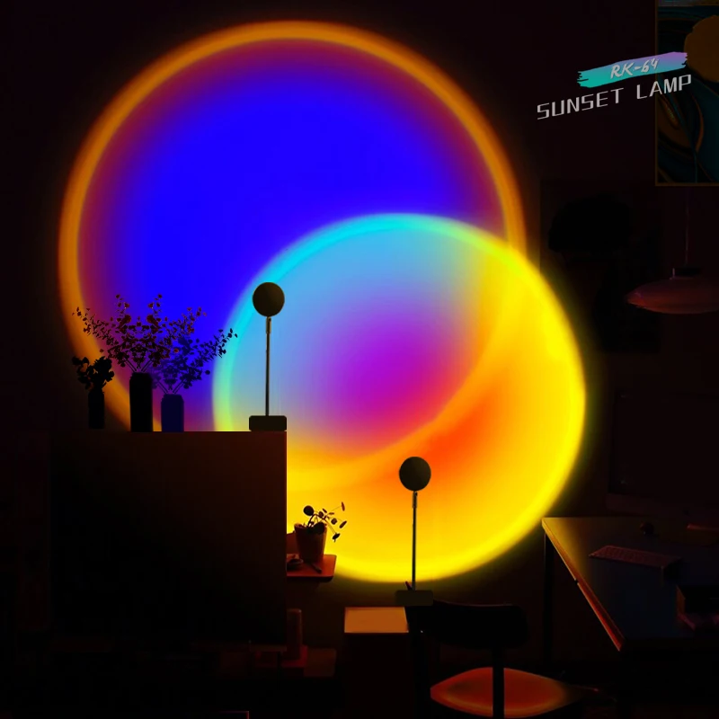  2021 Новые поступления RK-64 Rainbow Sunset атмосферу Мини СВЕТОДИОДНЫЙ торшер цветная (RGB) окружающей среды Usb закат