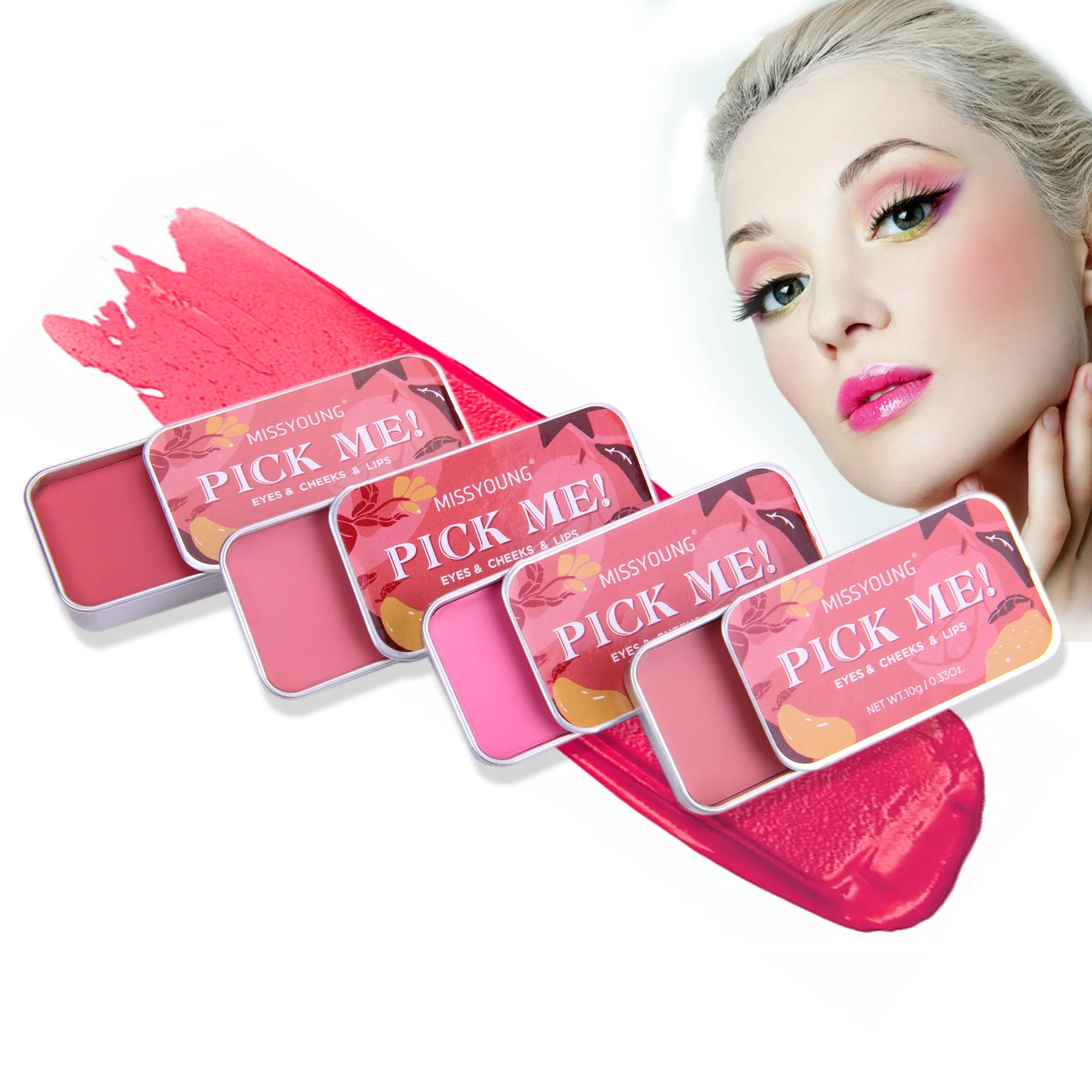 Пользовательский портативный крем для щек румяна палитра макияж для глаз щеки губы Румяна для красоты лица