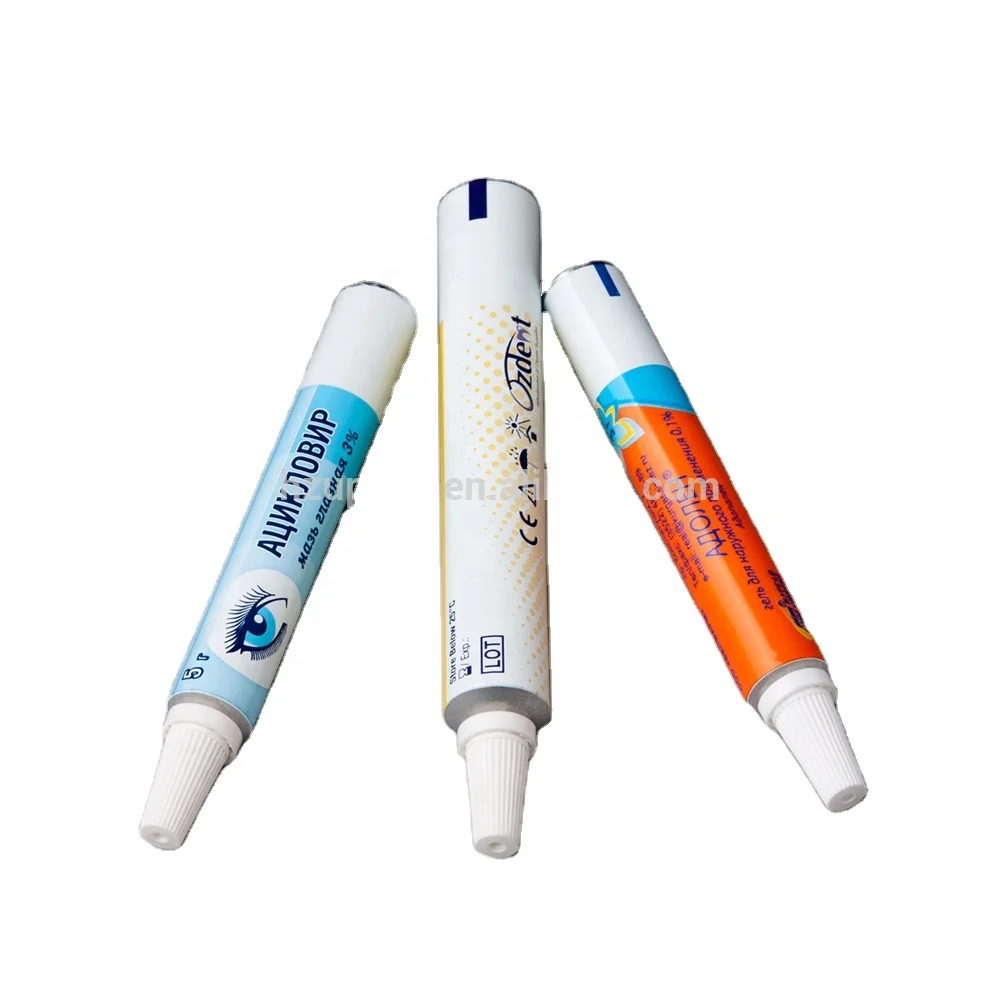 99.7% Minimum Purity sterilized Collapsible Aluminum Tubes for Ophthalmic Eye Ointment Container with Soft Locked Nozzle