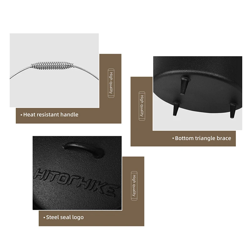 Hitorhike outdoor camping cookware iron cast pan 1-2person cooking pot picnic equipment