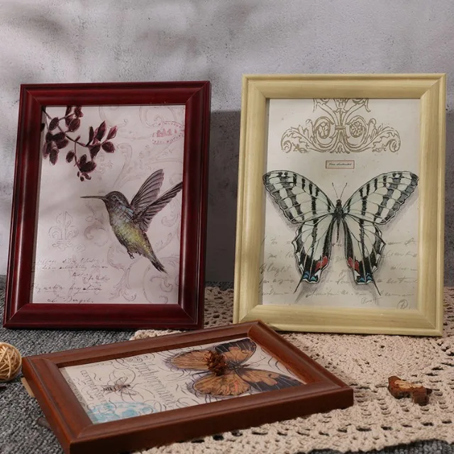 Vintage old retro Luxury American country style Table Stand Pictures Customized A4 Desktop walnut solid Wood Photo Frame