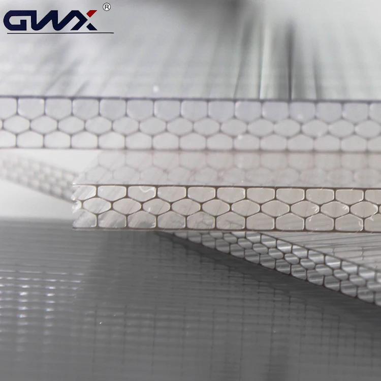 UV Production Hot Sales  Polycarbonate Honeycomb Sheet Wall Transparency Panel UV Coating Polycarbonate Sheet Greenhouse