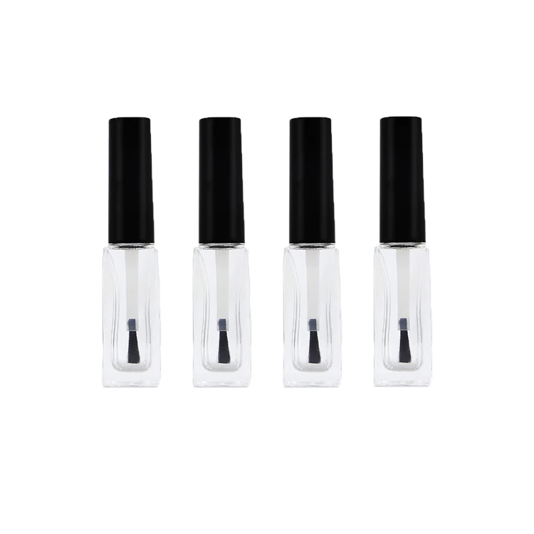 Square Nail Polish Set Empty UV Gel Polish Bottle 15ml Clear Black Cap Glass Bottle for Nail Polish