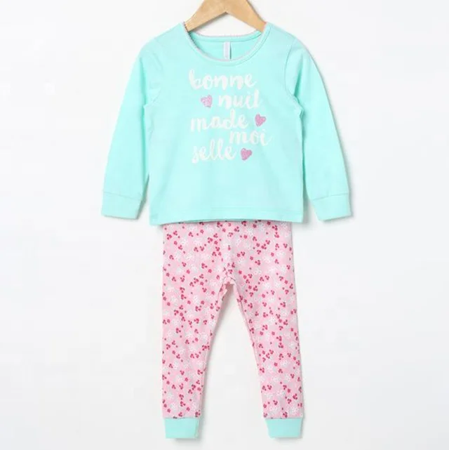 Girls spring fashion models cute little girl pattern stripes stitching long-sleeved pants two-piece