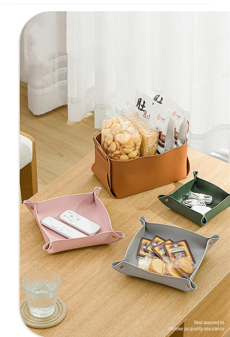 Luxury Blank Vanity Leather Trinket Storage Perfume Jewelry Cable Valet PU Decoration Tray