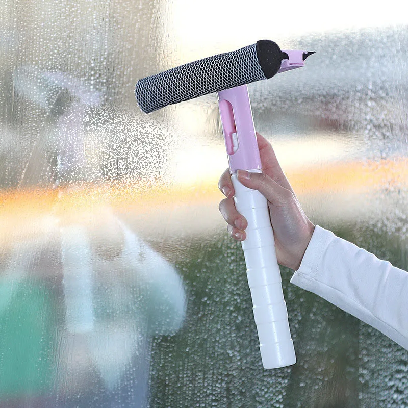 Glass Cleaning Tool Double-sided Disassemble Rod Window Cleaner Mop Squeegee Wiper with Water Spray Bottle
