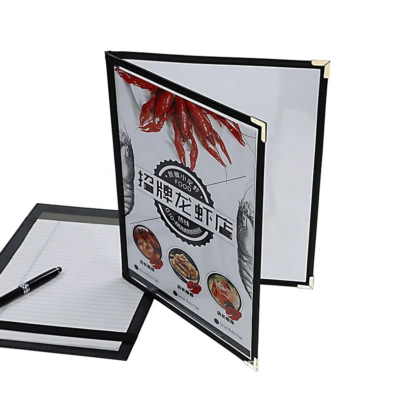 2 Page 4 Views Double Menu Cover Fits 8.5X11 Paper Transparent Cafe Restaurant Dinner Menu