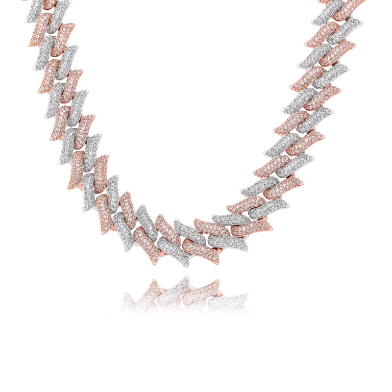 Eskeem Jewelry New Punk High Quality Paved Full Lab Diamond Miami Thorns Cuban Link Chain