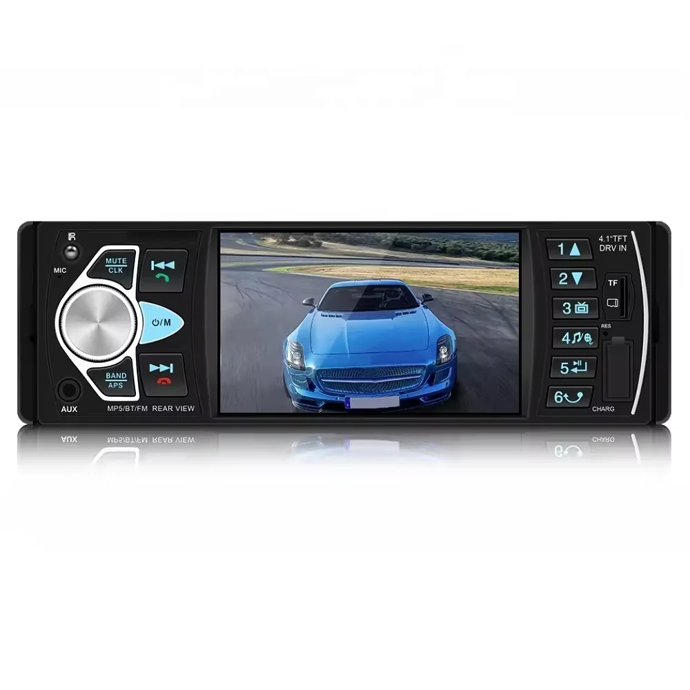 Model 4022D Auto Audio Car Radio Stereo Bluetooth Support Rear View Camera 4.1 Inch 1 Din 12V Screen Display FM English