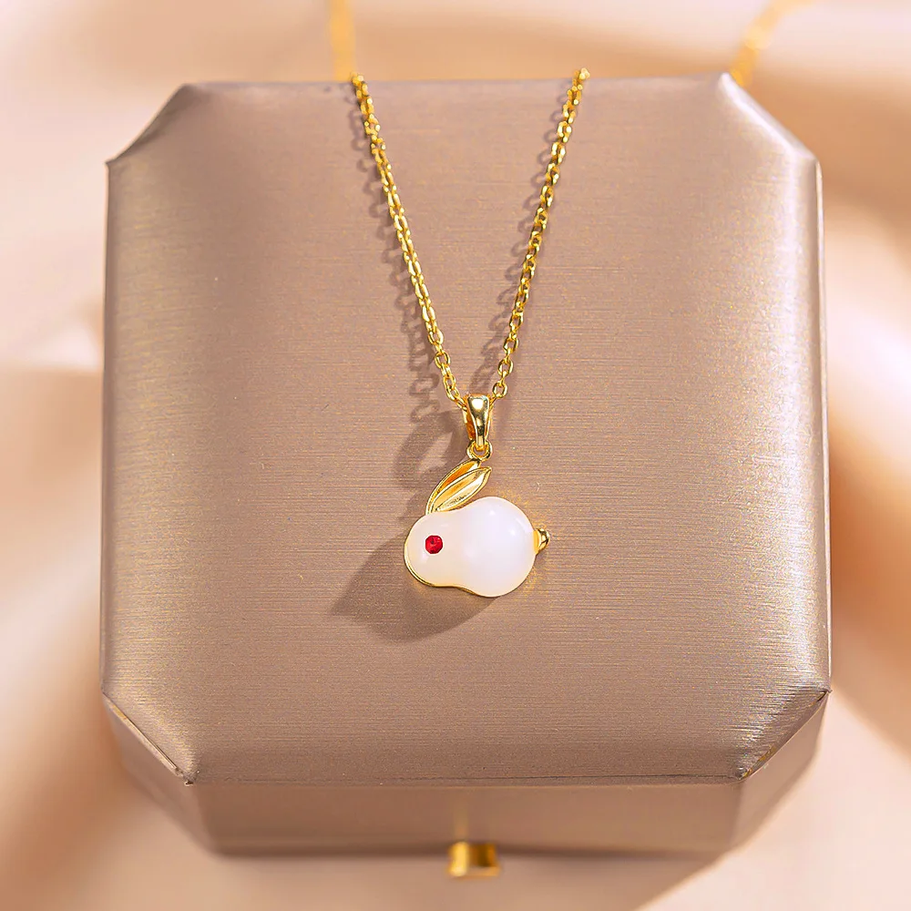 Korean Stainless Steel Letter Clover Pendant Stitching Chain Luxury Gemstone Zircon Women Necklace Clavicle Chain Jewelry