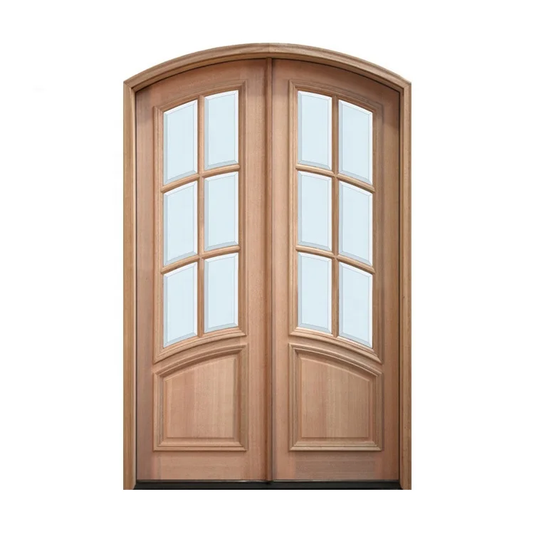 interior french double wood doors with arch and sidelights