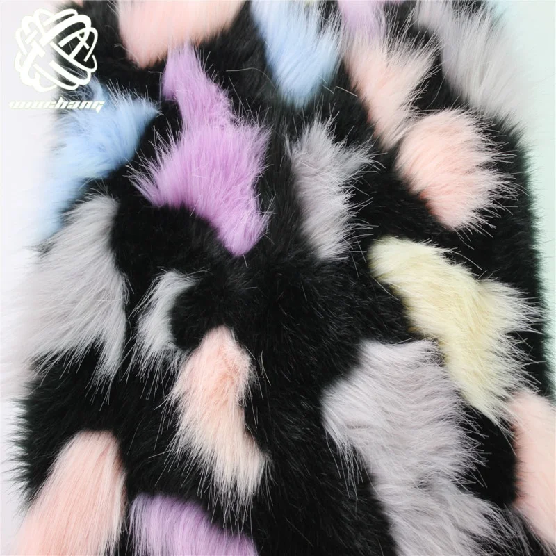 Faux Fur Fabric Wholesale Long Pile Plush Fashion Super Soft Colorful Rainbow Fake Fox Fur Fabric