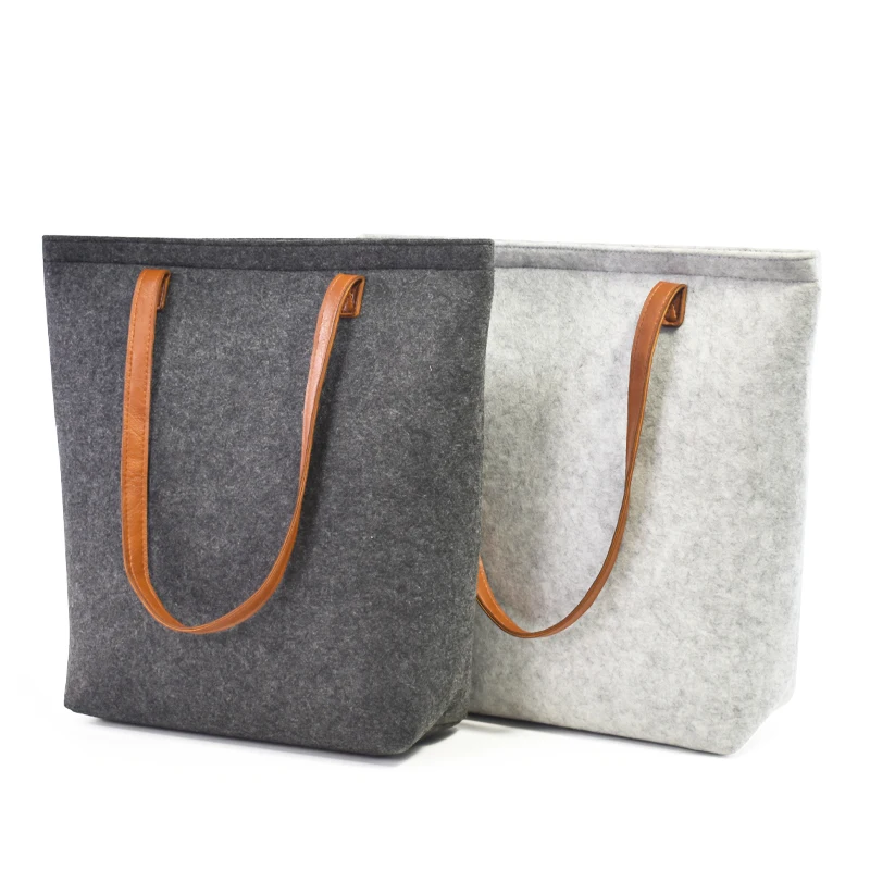 Custom Promotional Big Fashion Plain Felt Bag Felt Shoulder Bag