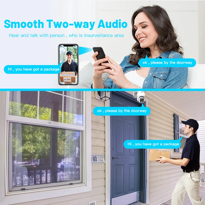 4MP Ptz With Auto Tracking 8X Zoom Dual Lens Ip Security Wifi Outdoor Surveillance Camera HD IP Video Surveillance Camera