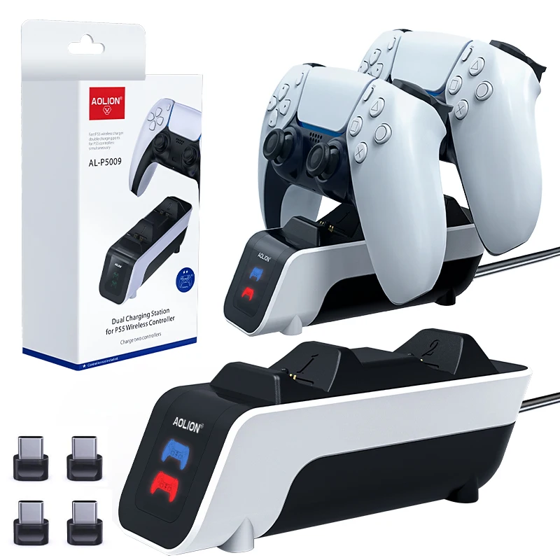 Aolion Dual Charge Dock Docking Cradle Station Stand PS5 Game Controller Gamepad Charger ps 5 Console