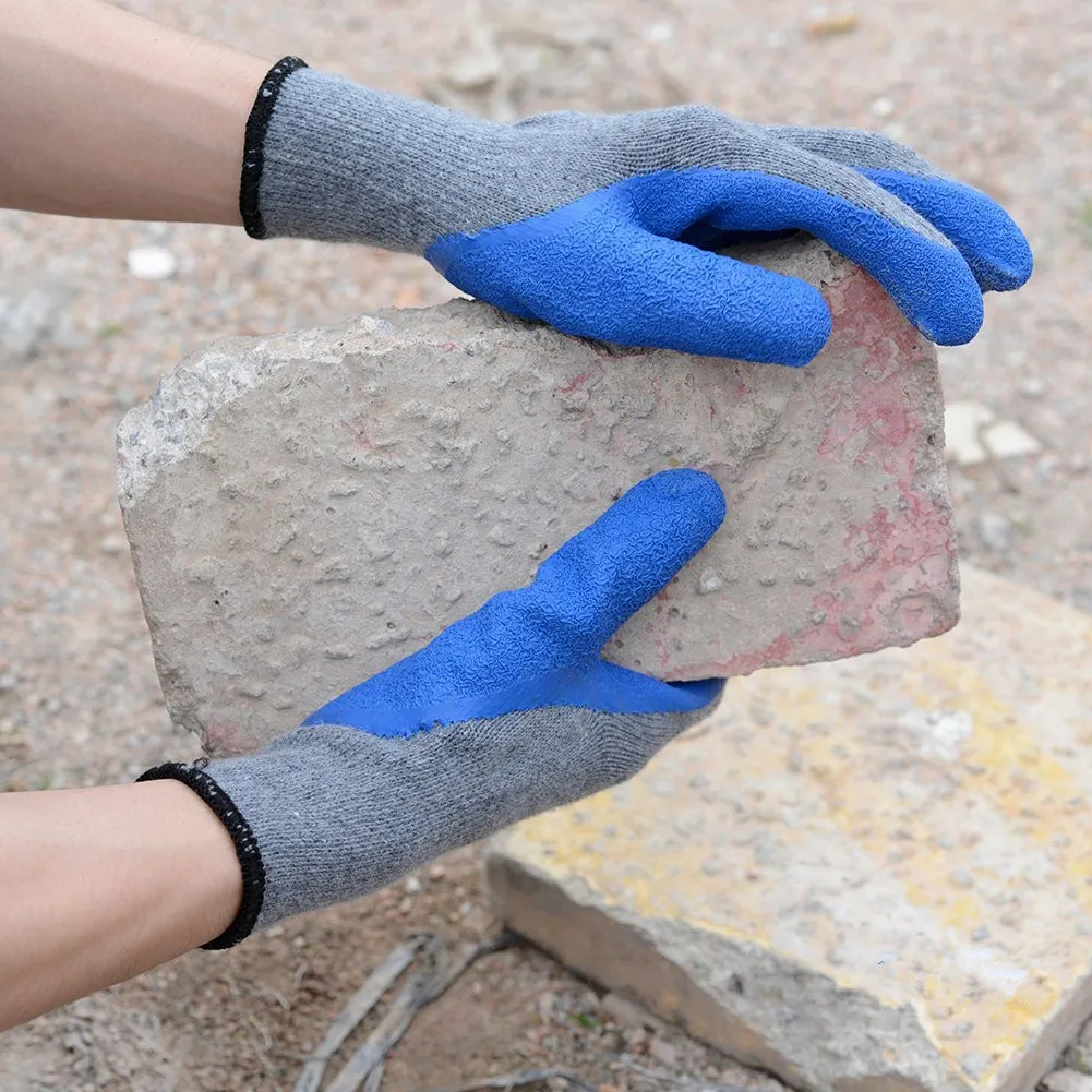 Cheap Rubber Palm Scaffolding and Builders Work Gloves, Polycotton Latex Grip Gloves