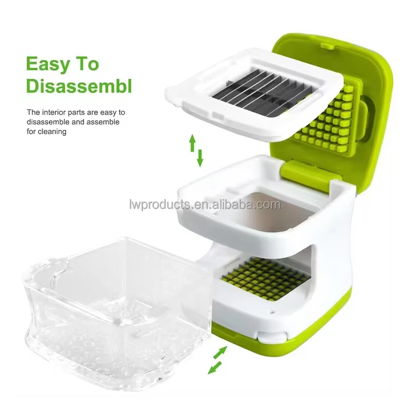 Kitchen Gadgets Garlic Pressing Tool Cutter Chopper Garlic Cube Dicer with Interchangeable Stainless Steel Dicing Slicing Blades