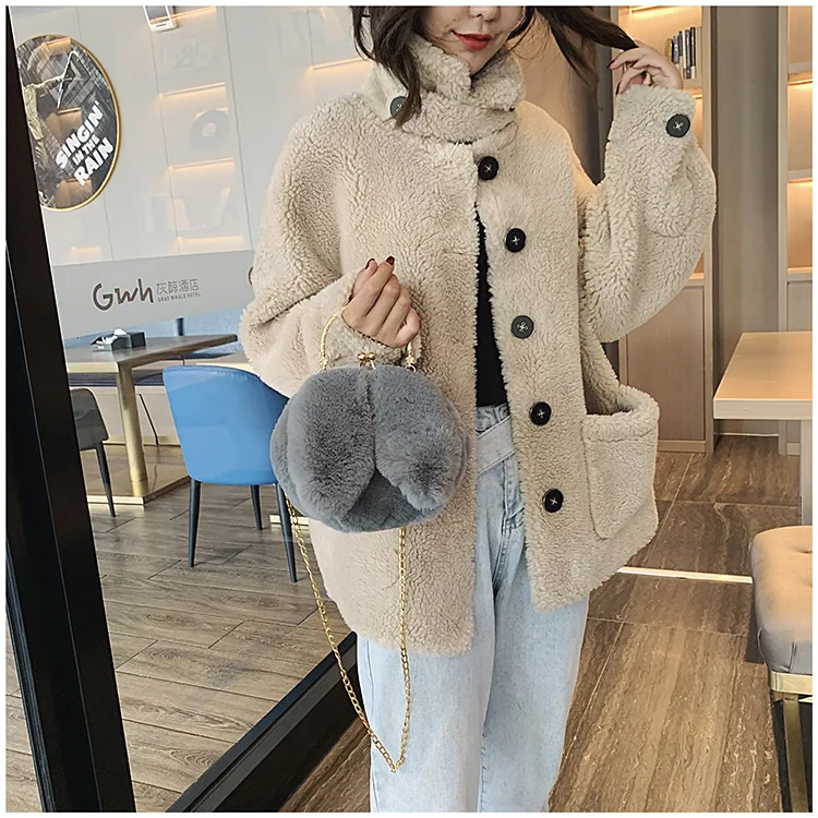 2023 New arrival ladies bags handbag Hot style cute plush hand bags New designs rabbit ears purses handbags for women