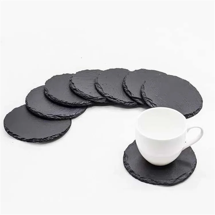 travertine Round slate coasters gem Circle stone coaster crystal stone coaster Beer Coffee Bar Tea Cup Mat