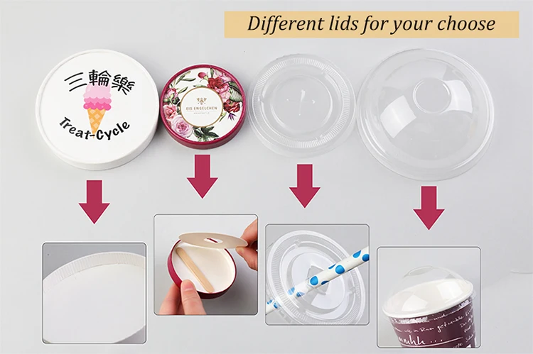 3oz 4oz 5oz 6oz Recyclable Compostable Single Wall Ice Cream Cup Paper Disposable Take Away Small Pink Ice Cream Cup