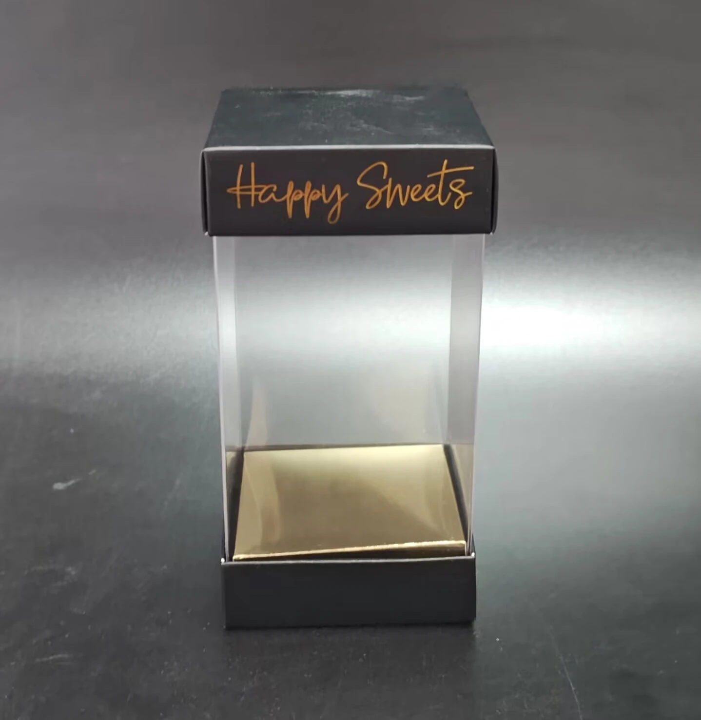 Small boxes plastic packaging for cake square clear PET plastic boxes with cardboard base