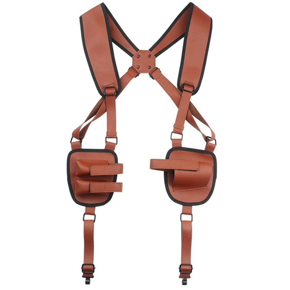 Tactical Holster Pu Leather Adjustable Concealed Carry Holster With Magazine Holder Vertical Shoulder Holster