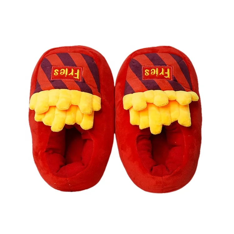 Stuffed Food Home Shoes Warm Women Gifts Furry Inner Plush Hamburger Fries Pizza Bread Slippers