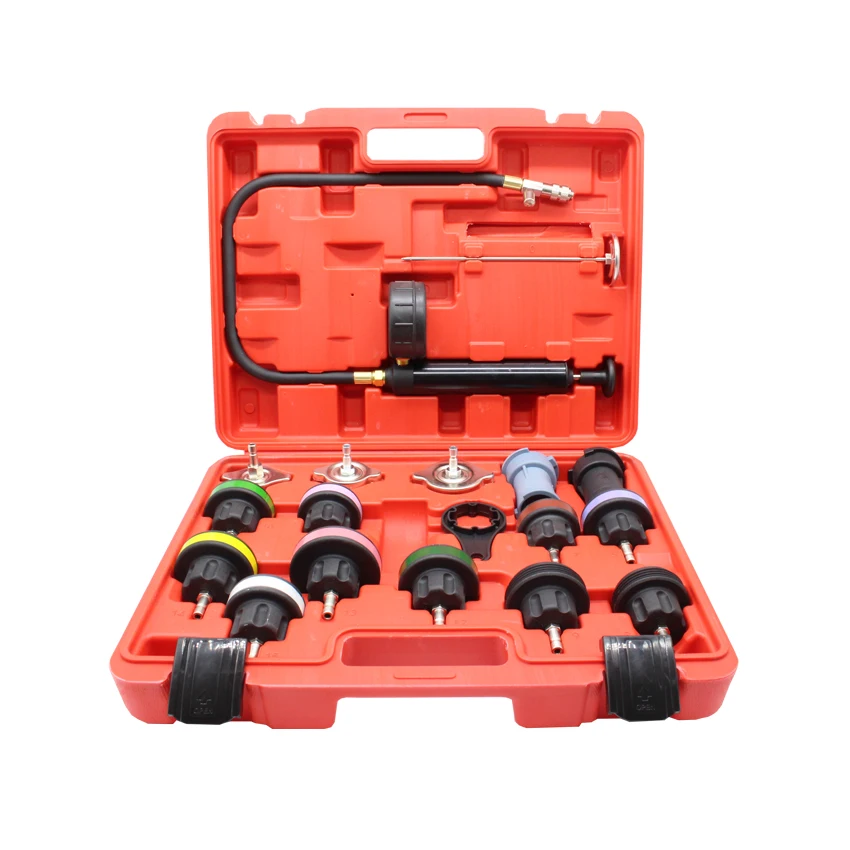 Universal Auto Car 18 pcs water tank leak detector car cooling system radiator water tank pressure tester kit