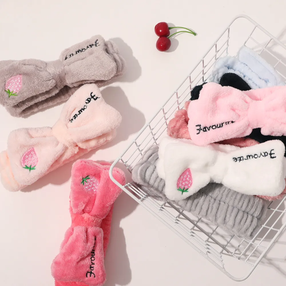 Bath Photo Prop Hair Accessories Women Girls Cute Coral Fleece Cat Ears Elastic Headbands Soft Comfortable Wash Face