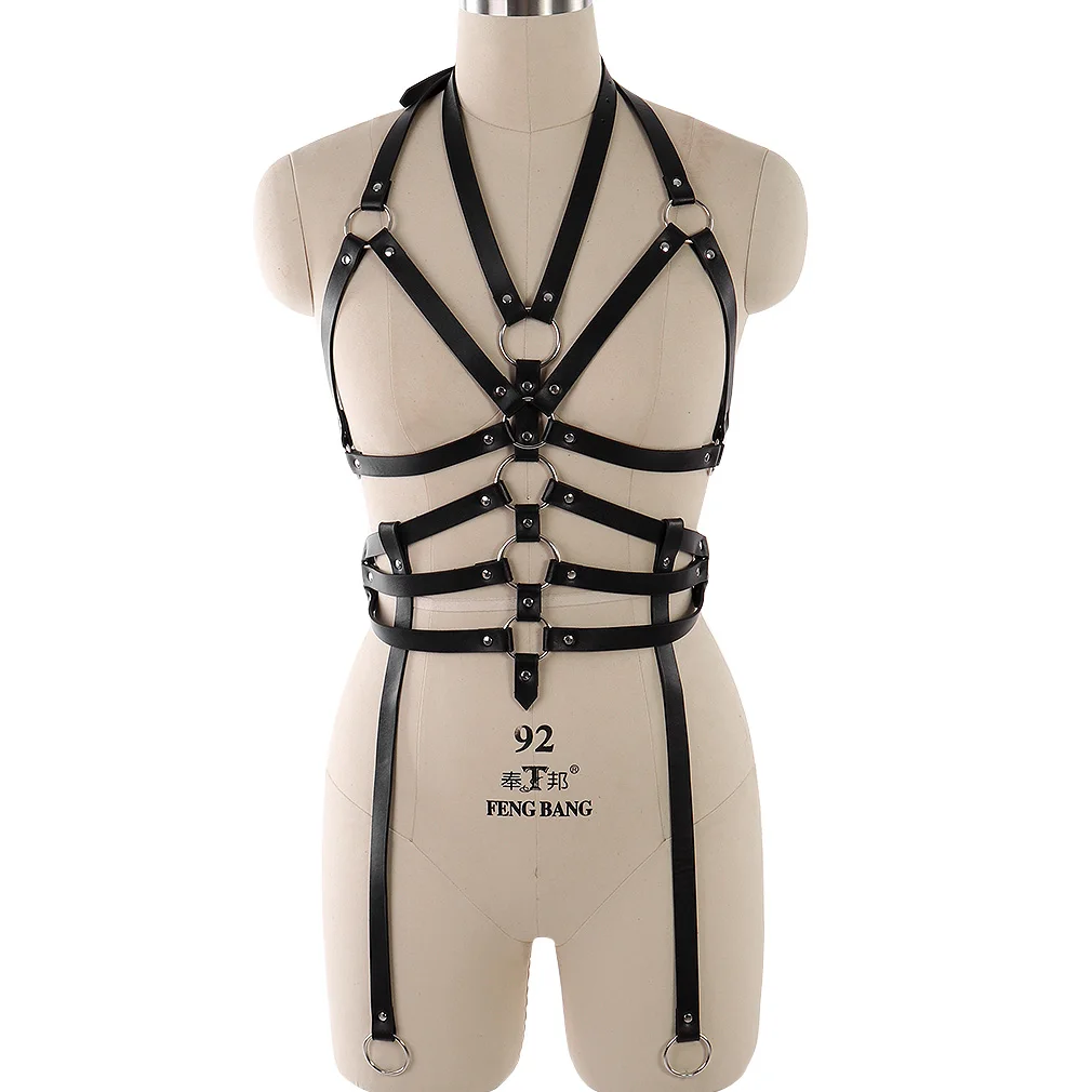 Women Strappy Full Cage Body Harness Lingerie Garter Belt Hollow Crop Tops Bra Punk Gothic Sexy Underwear