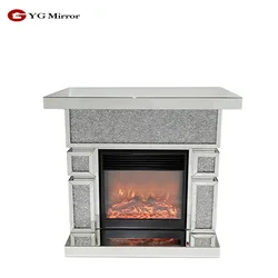 YGJS0087 wholesale Freestanding metal Mirror Fireplace  Electric Fireplace with Mantel Modern Quality Log Fuel Effect Indoor