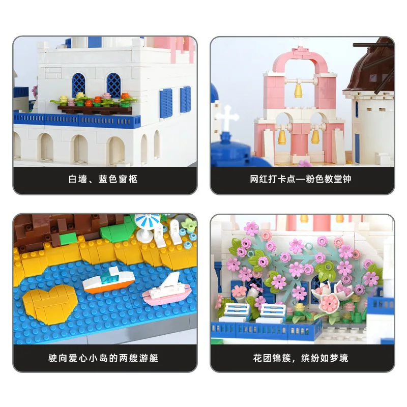 6230 креативная архитектура Греция Санторини-Фира MOC конструктор игрушечный строительный блок для детей набор пластиковых блоков из АБС