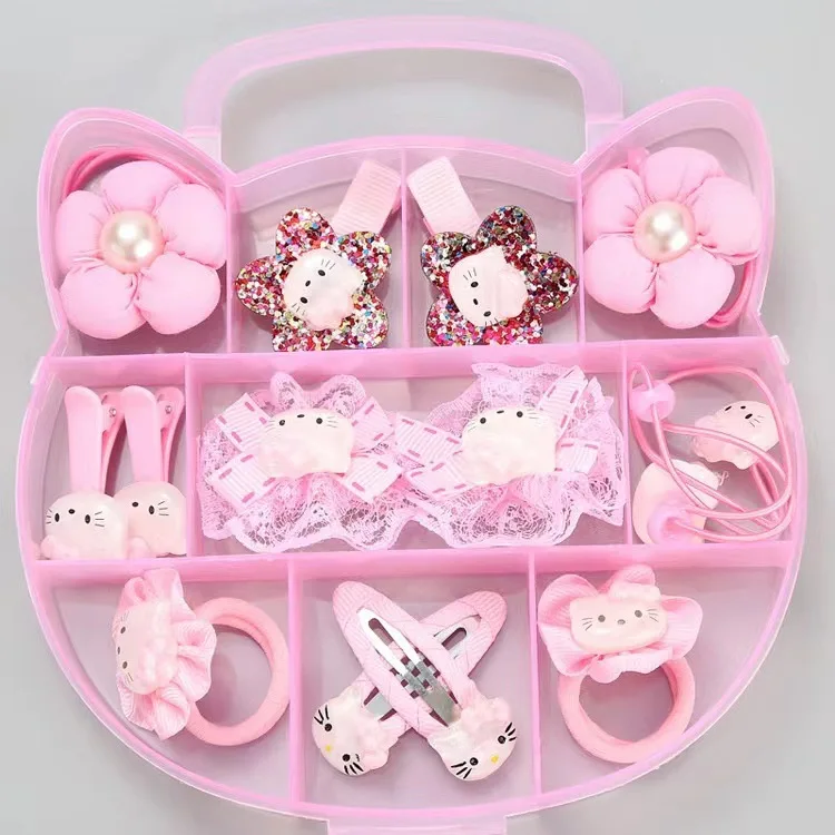 AOQI оптовая продажа симпатичная Цветочная заколка для волос из ткани бант жемчужные блестки набор аксессуаров девушек