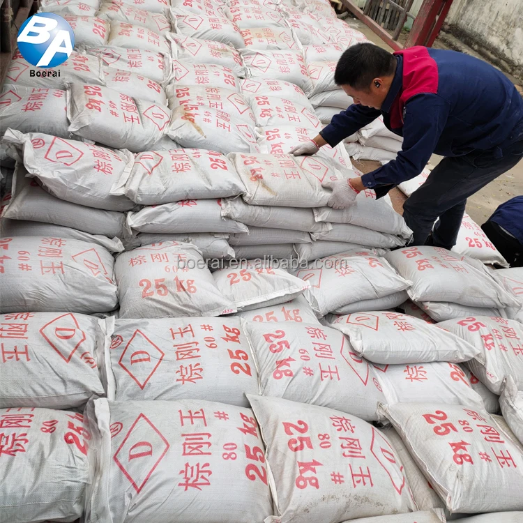 Brown fused alumina abrasive for rapid rust removal and stripping of paint