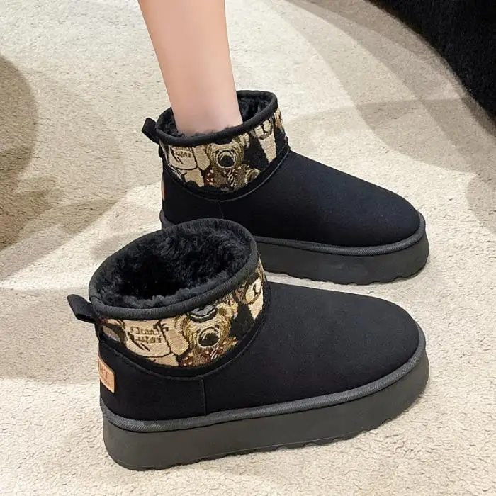 2023 Winter Fashion Snow Boots Custom Logo Women Plus Fleece Thick Sole Casual Warm Cotton Shoes Luxury Designer Boots