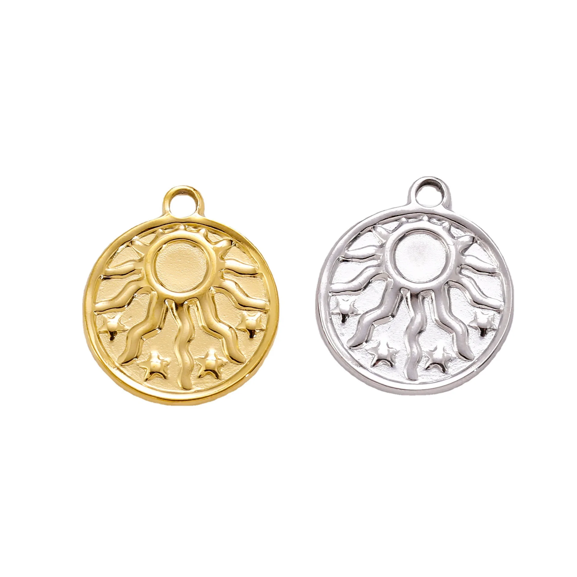 Stainless Steel Hydraulic Sun Star Pendant For Diy Necklaces Earrings Jewelry Accessories Supplies