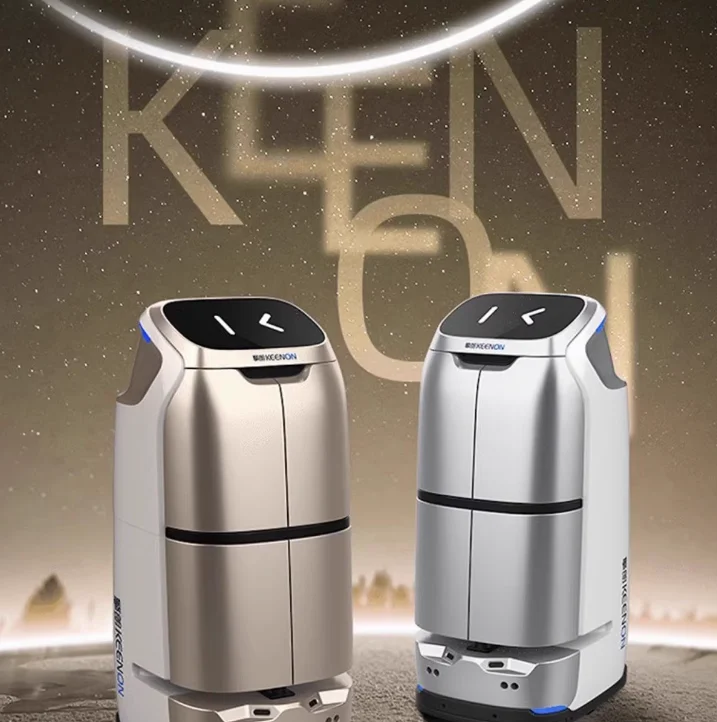 White double warehouse intelligent delivery robot delivery encryption automatically take the elevator
